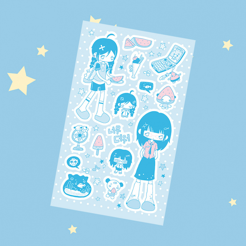 AliExpress Korea Cute Summer Retro Girl Character Stickers Hand Account Phone Case Notebook Diary Planner Scrapbook DIY Decorative Stickers, view 4