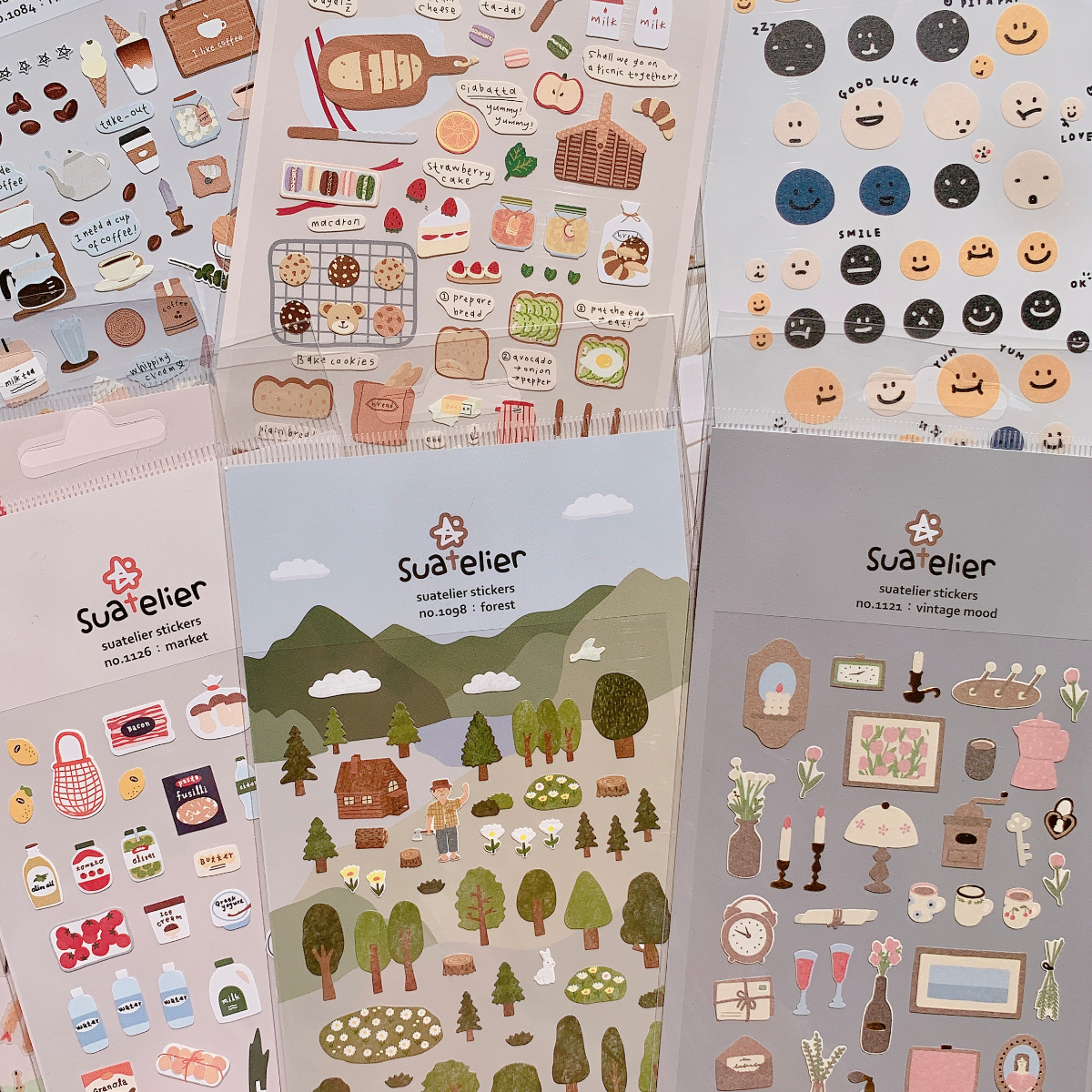 AliExpress Korean Brand Suatelier Collection Daily Food Vlog Stickers DIY Scrapbooking Journey Diary Stationery Stickers Supplies