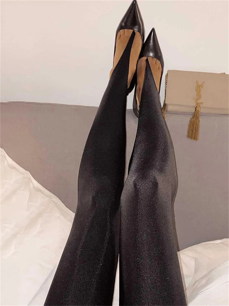 AliExpress Korean Fashion Winter Black High Waisted Skinny Y2K Women Pants Sexy Glitter Casual Club 2022 Leggings Pants Long, view 4