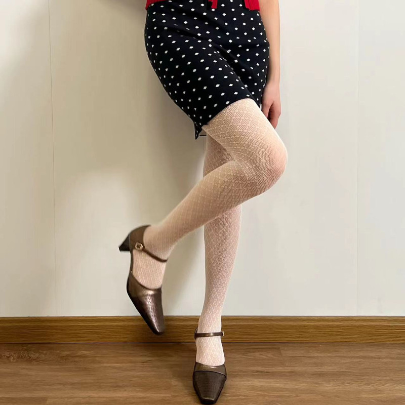 AliExpress Korean Ladies Rhombus Plaid Pantyhose Retro Women Sexy Hottie Nylon Mesh Tights Gothic Lolita Fishnet Body Stockings Ins Style, view 5