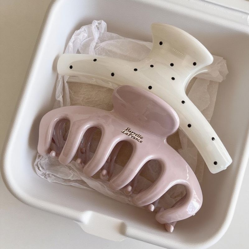 AliExpress Korean Large Size Acrylic Dragon Bone Shark Hair Clip French Style Polka Point Arc Back of Head Hair Claw Clamp Hair Accessories