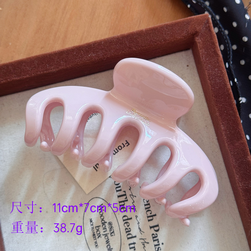 AliExpress Korean Large Size Acrylic Dragon Bone Shark Hair Clip French Style Polka Point Arc Back of Head Hair Claw Clamp Hair Accessories, view 5
