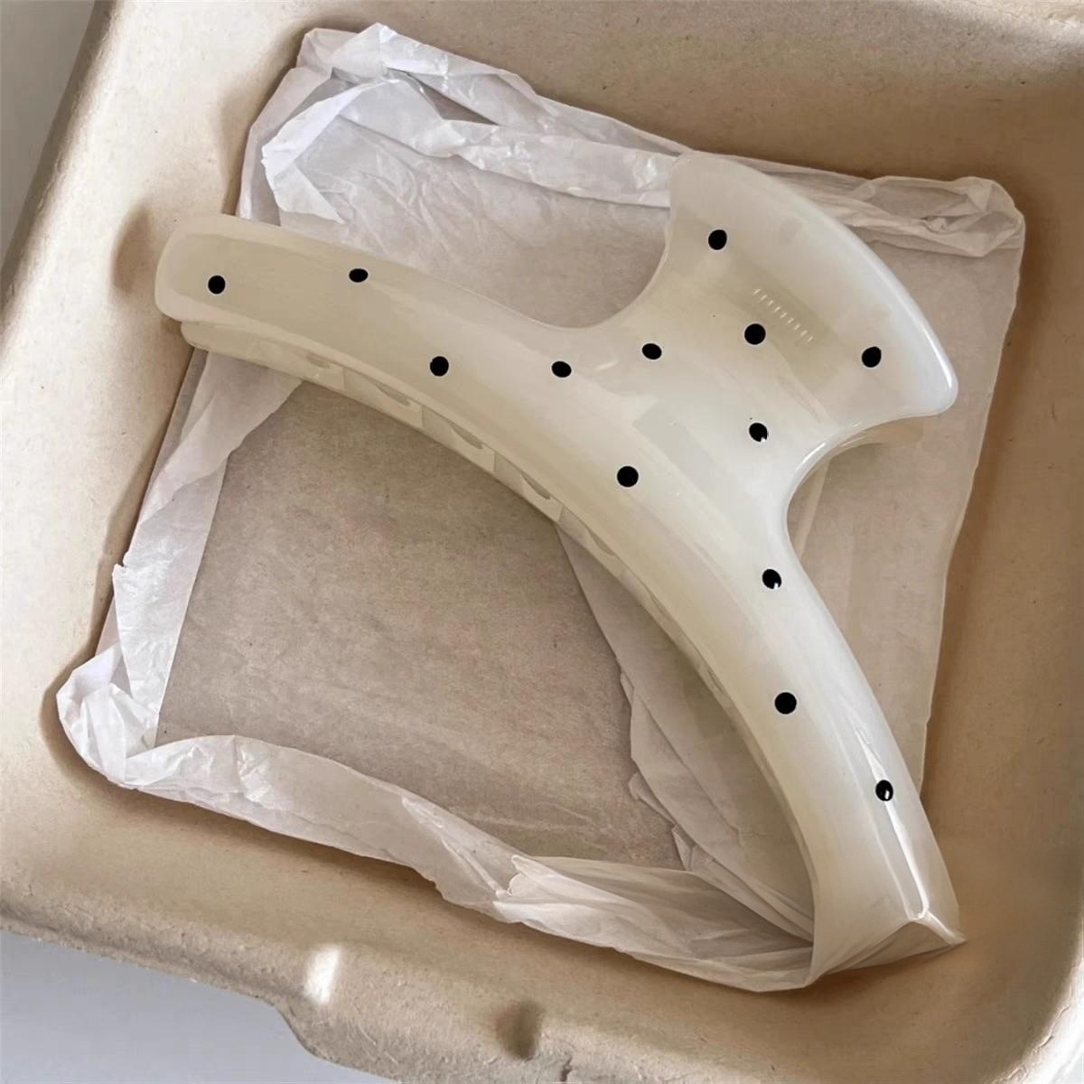 AliExpress Korean Large Size Acrylic Dragon Bone Shark Hair Clip French Style Polka Point Arc Back of Head Hair Claw Clamp Hair Accessories, view 6
