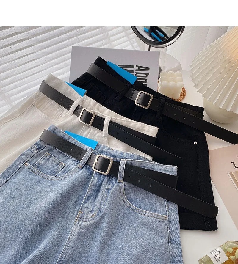 AliExpress Korean Summer Wide Leg High Waist Denim Shorts With Belt Women Fashion Pocket Hot Pants Streetwear Casual Cowboy Jeans Shorts, view 5
