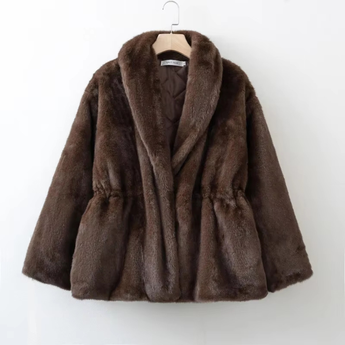 AliExpress KWTX 2025 New Women's Casual Warm Cropped Coat With Drawstring Autumn Winter Design Outerwear Polyester Spandex Street Style, view 4