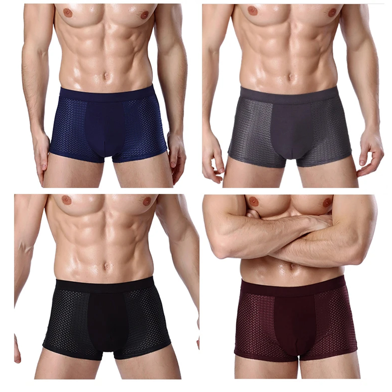 AliExpress L-8XL Plus Banboo Fiber Men Underwear Male boxer Solid Panties Shorts Men's Underpants Breathable Intimate Man boxers 4pcs, view 4