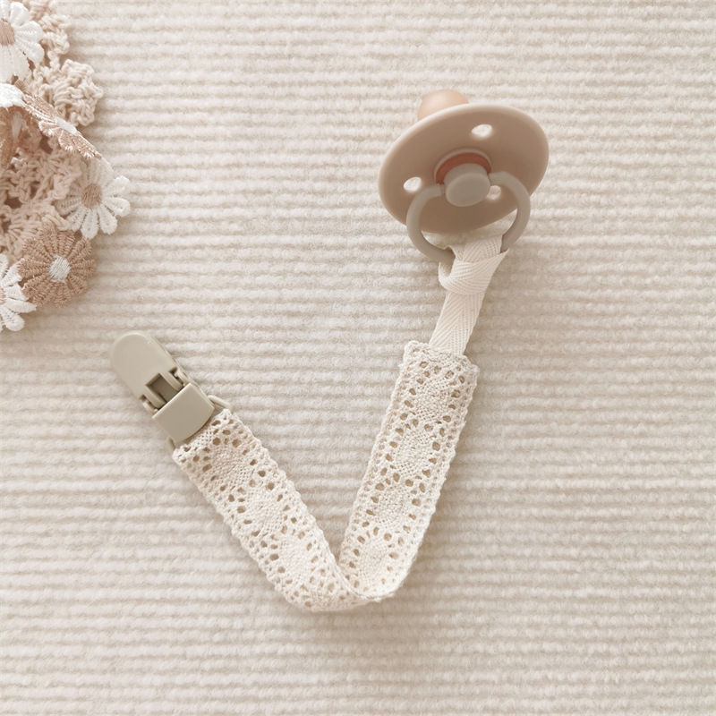 AliExpress Lace Baby Pacifier Clip Chain Trendy Cloth & Plastic Pacifier Holder Teether Toy Clip for Preventing Nipple Loss, view 4