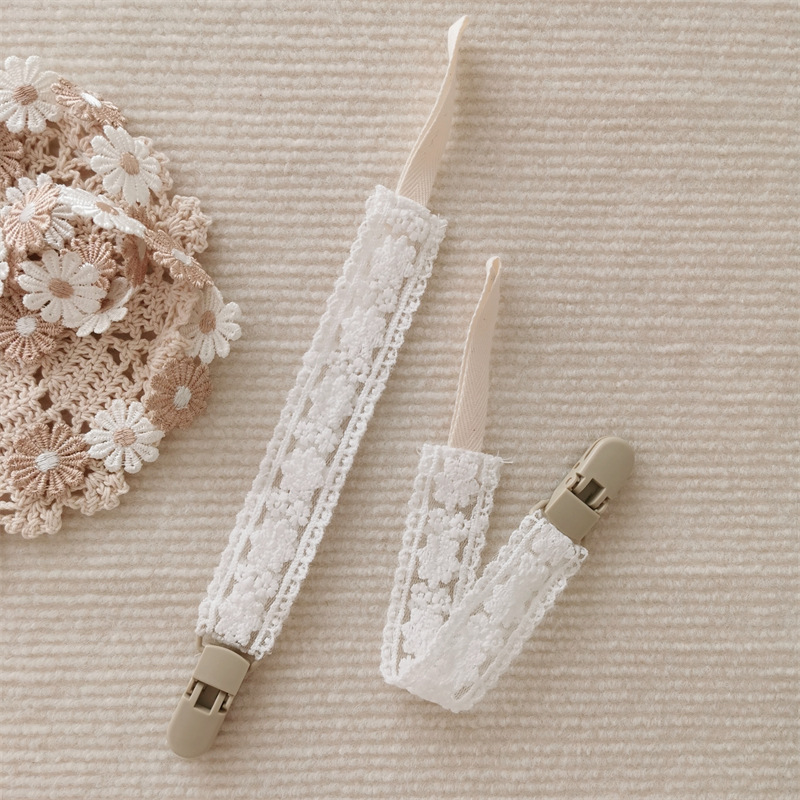 AliExpress Lace Baby Pacifier Clip Chain Trendy Cloth & Plastic Pacifier Holder Teether Toy Clip for Preventing Nipple Loss, view 5