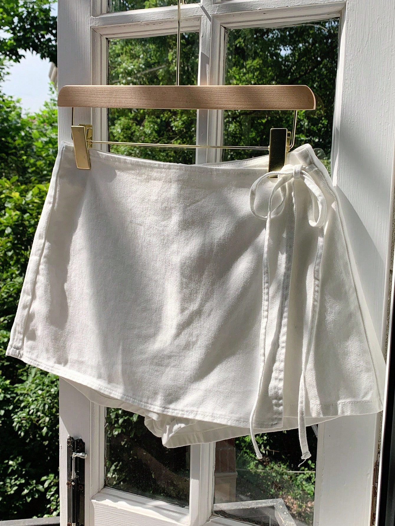 AliExpress Ladies New Spring Summer Linen Solid Color Casual Sports Elastic Waist Drawstring Belted Skort for Spring Summer, view 3