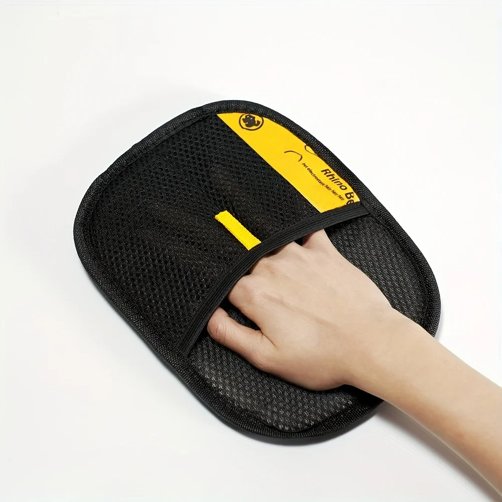 AliExpress Large Pet Static Hair Removal Grooming Gloves, Upgrade Version Polypropylene Cat Hair Remover Gloves, Black with Yellow Accents for Pet Shedding, view 5