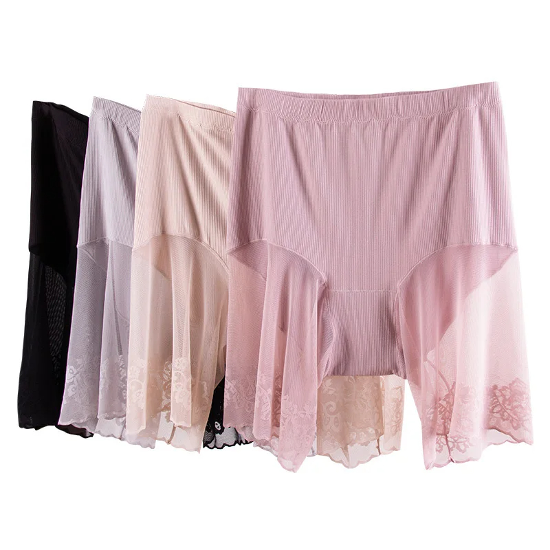 AliExpress Large Size Shorts Under Skirt Sexy Lace Anti Chafing Thigh Safety Short Pants Underwear Women Boyshort Safety Panties