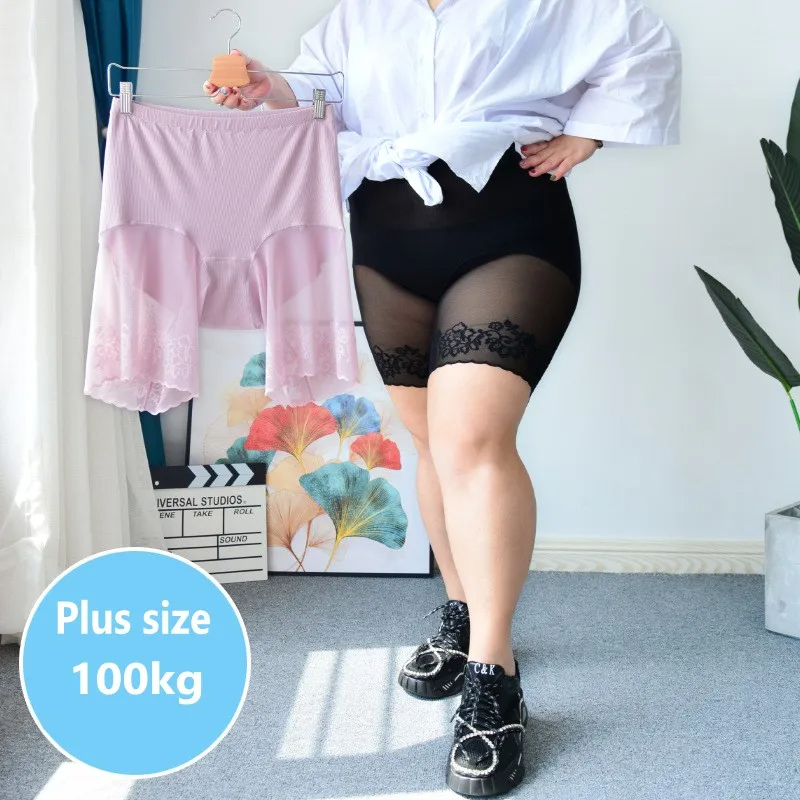 AliExpress Large Size Shorts Under Skirt Sexy Lace Anti Chafing Thigh Safety Short Pants Underwear Women Boyshort Safety Panties, view 2