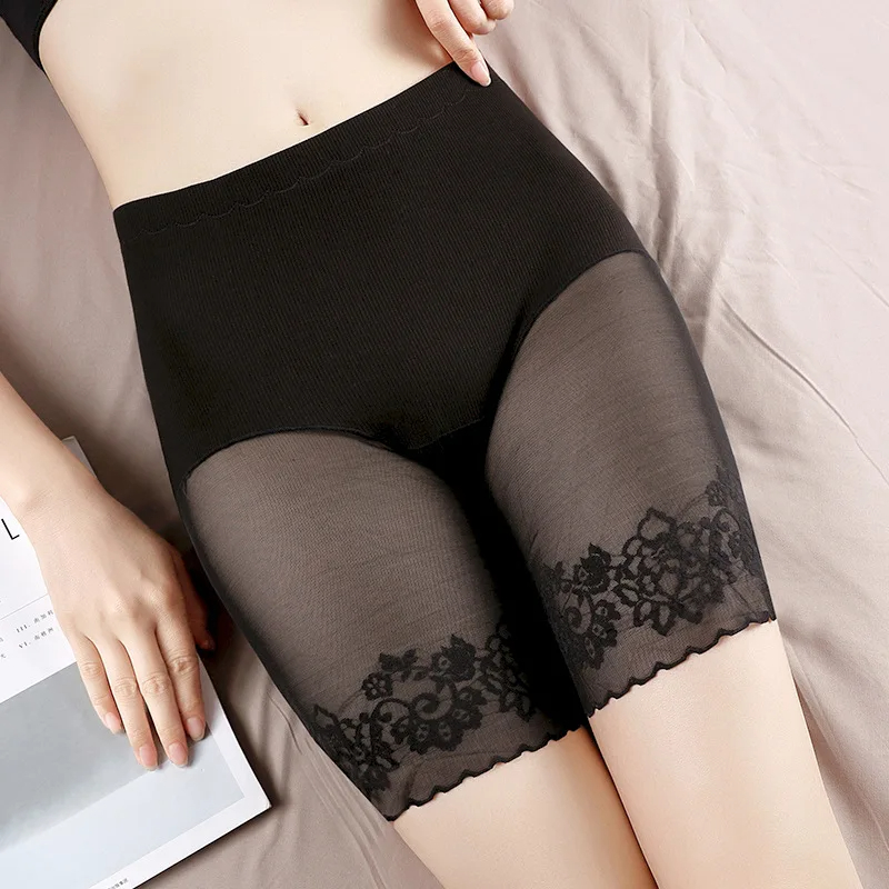 AliExpress Large Size Shorts Under Skirt Sexy Lace Anti Chafing Thigh Safety Short Pants Underwear Women Boyshort Safety Panties, view 3