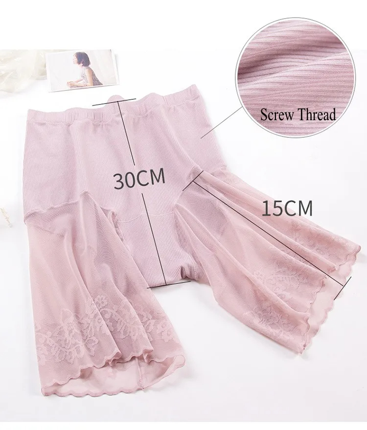 AliExpress Large Size Shorts Under Skirt Sexy Lace Anti Chafing Thigh Safety Short Pants Underwear Women Boyshort Safety Panties, view 4