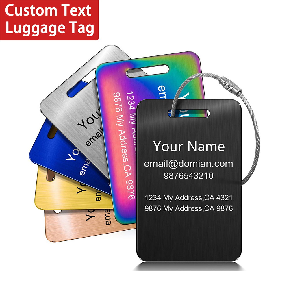 AliExpress Laser Engraving Custom Text Luggage Tag Personalized Suitcase Tag Travel Accessories Customized Text Stainless Steel Labels