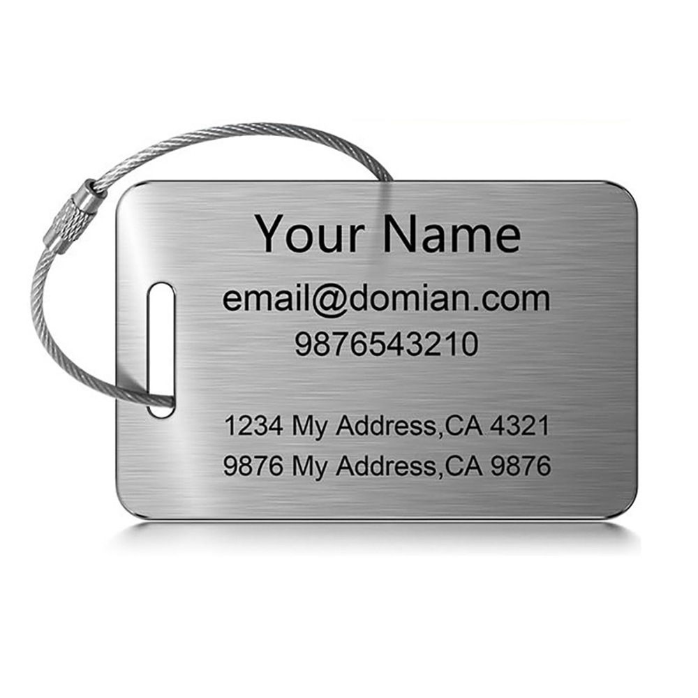 AliExpress Laser Engraving Custom Text Luggage Tag Personalized Suitcase Tag Travel Accessories Customized Text Stainless Steel Labels, view 2