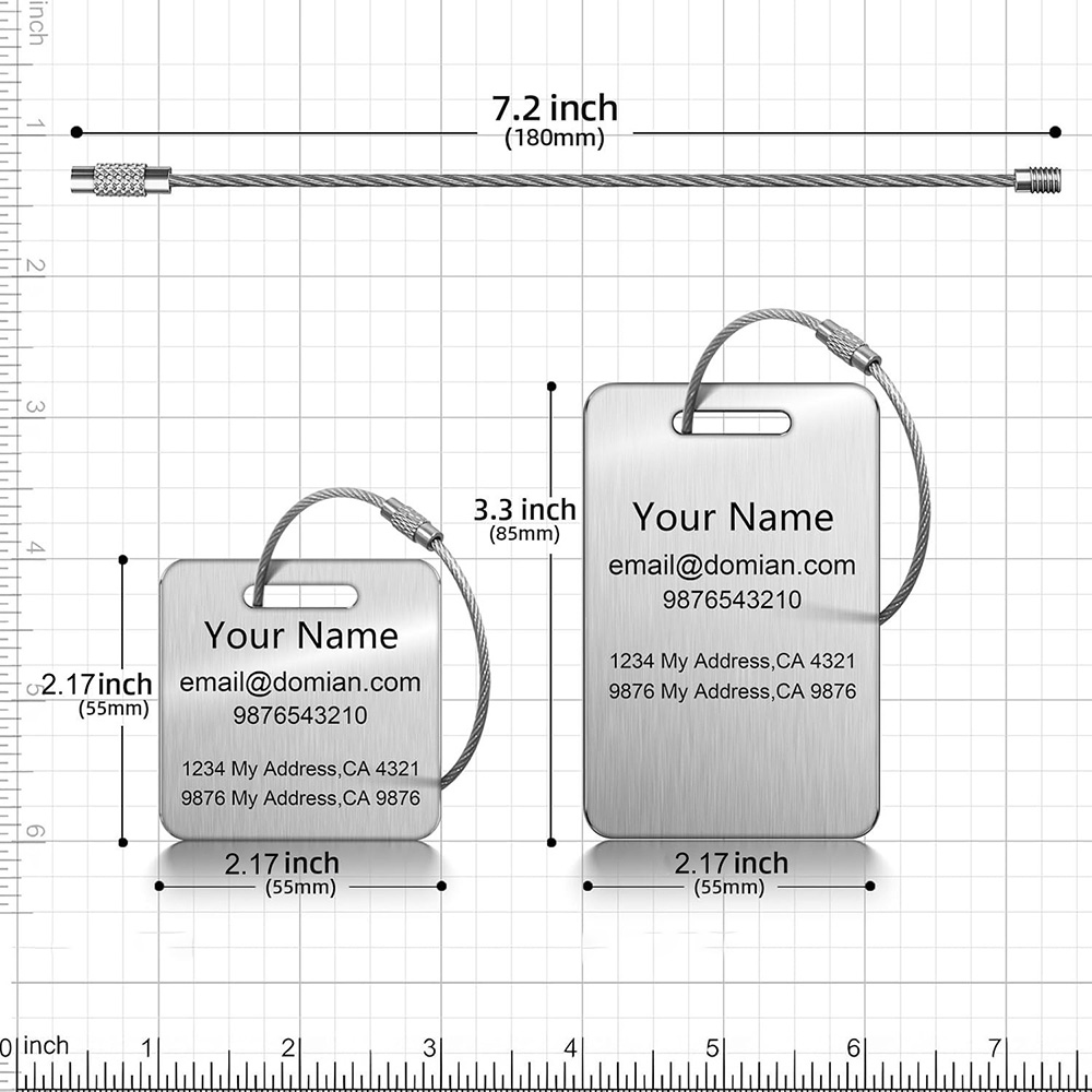 AliExpress Laser Engraving Custom Text Luggage Tag Personalized Suitcase Tag Travel Accessories Customized Text Stainless Steel Labels, view 3