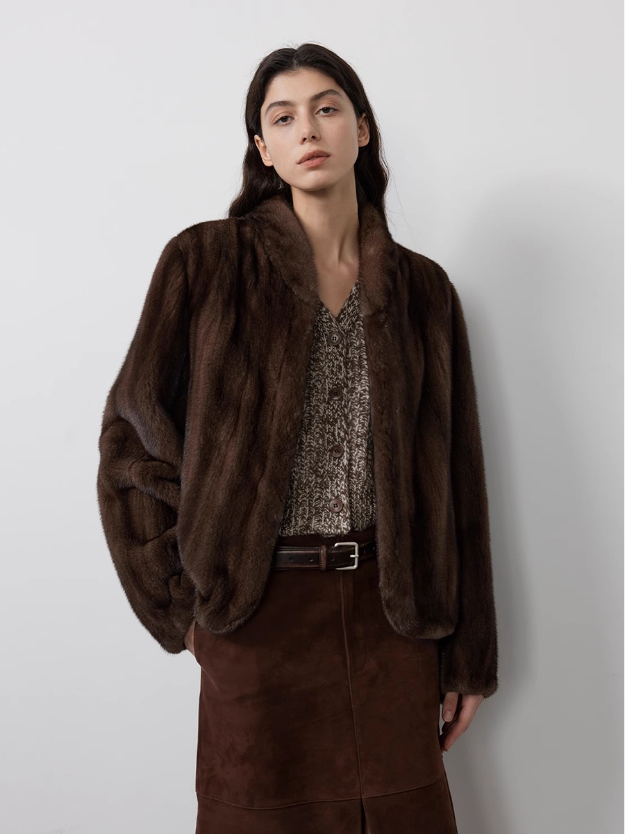 AliExpress Lautaro Autumn Winter Short Brown Thick Warm Soft Faux Mink Fur Coat Women Stand Collar Elegant Luxury Chic Fluffy Jacket 2025