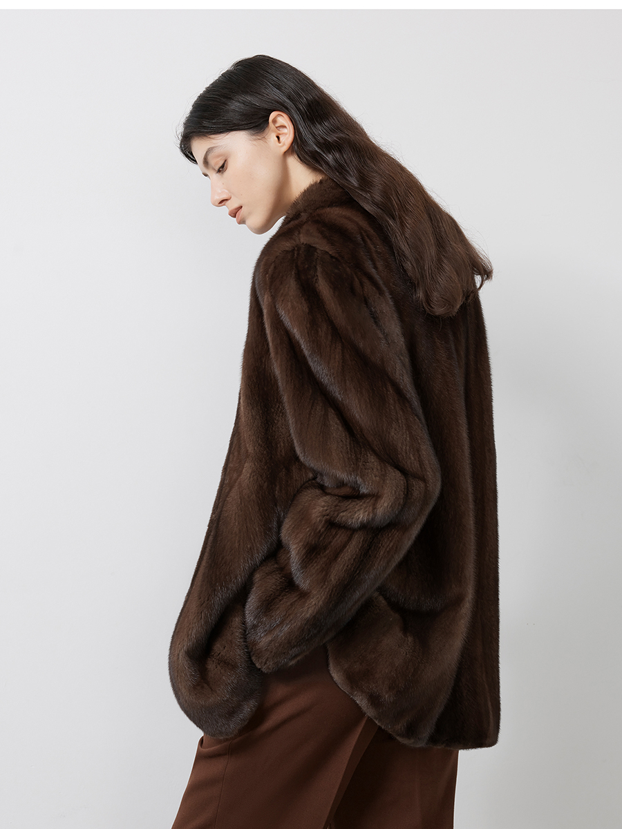 AliExpress Lautaro Autumn Winter Short Brown Thick Warm Soft Faux Mink Fur Coat Women Stand Collar Elegant Luxury Chic Fluffy Jacket 2025, view 2