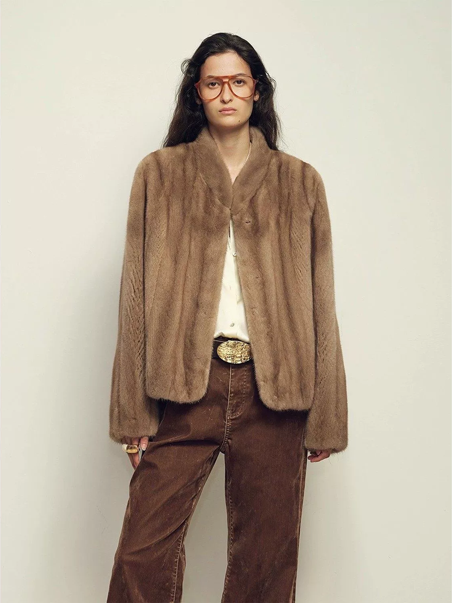 AliExpress Lautaro Autumn Winter Short Brown Thick Warm Soft Faux Mink Fur Coat Women Stand Collar Elegant Luxury Chic Fluffy Jacket 2025, view 6