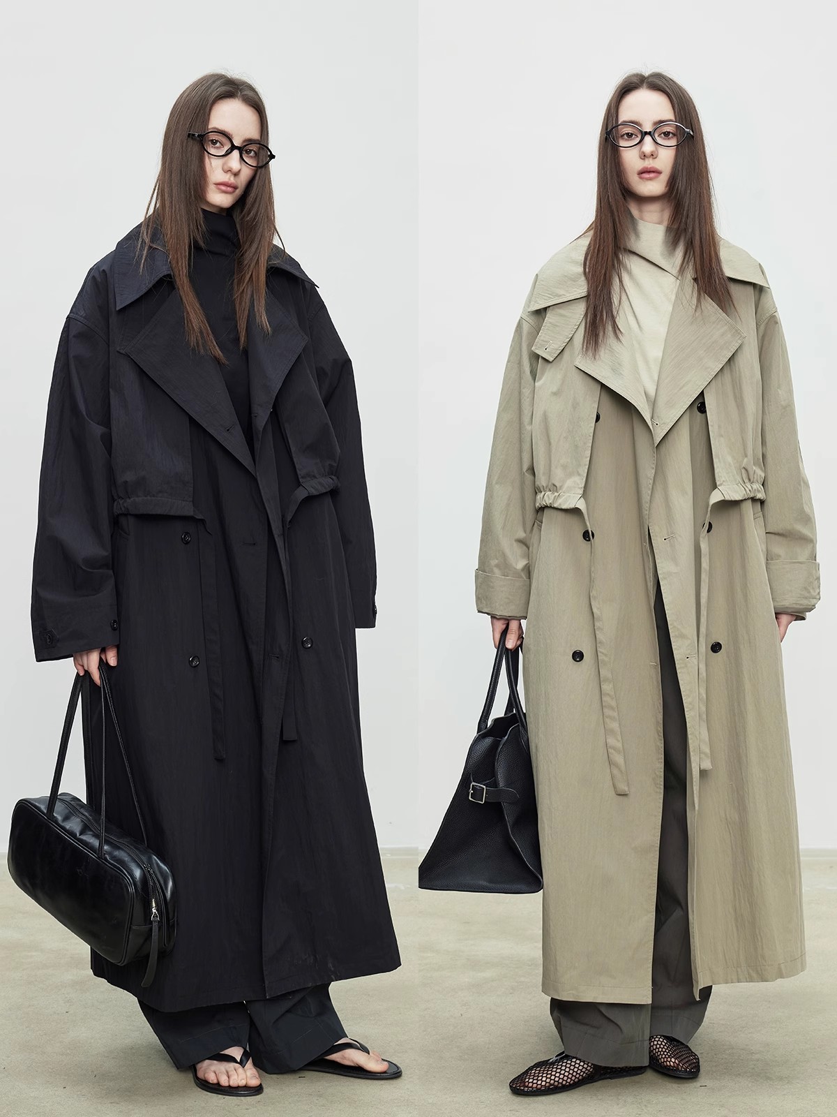 AliExpress Lautaro Spring Autumn Oversized Khaki Long Trench Coat for Women Double Breasted Loose Casual European Fashion Overcoat 2025, view 2