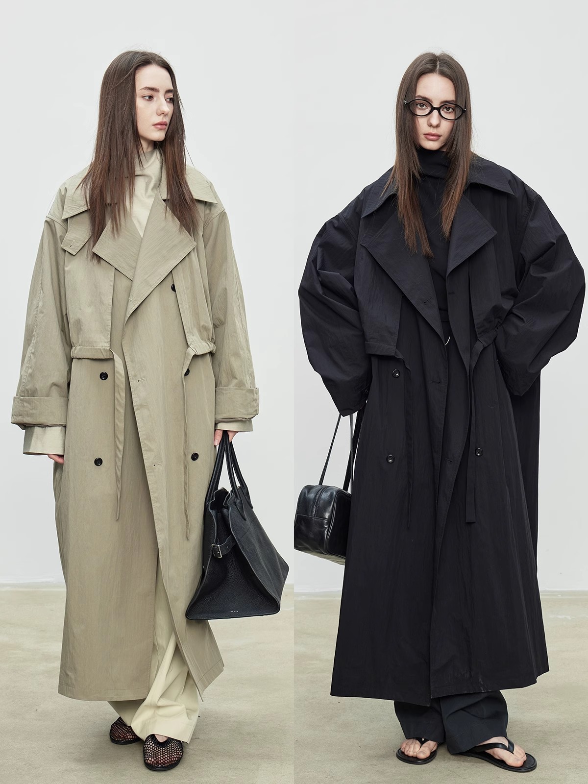 AliExpress Lautaro Spring Autumn Oversized Khaki Long Trench Coat for Women Double Breasted Loose Casual European Fashion Overcoat 2025, view 4