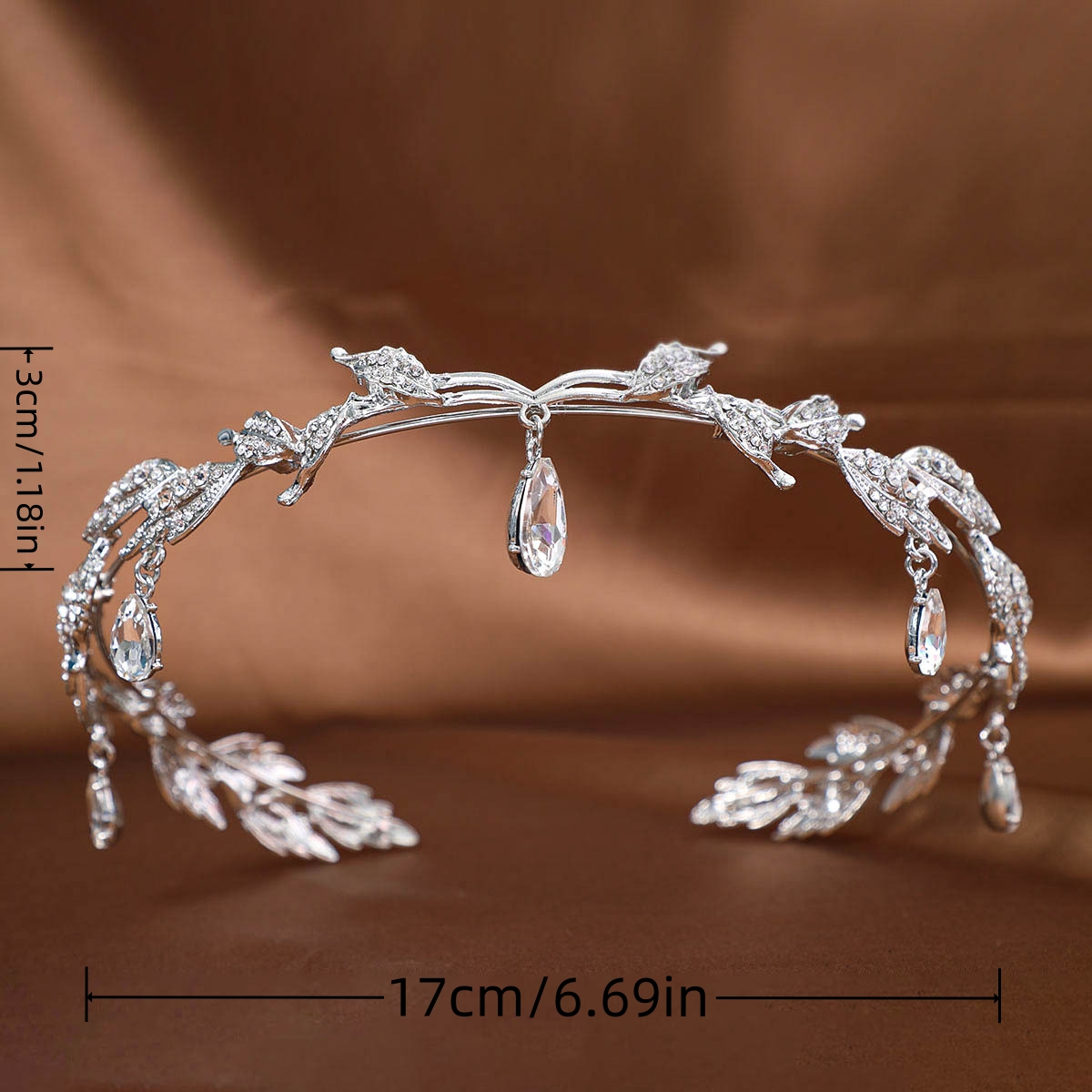 AliExpress Leaf teardrop crystal bridal headdress, unisex couple headdress, suitable for brides, banquets, dances and party hair accessorie, view 3