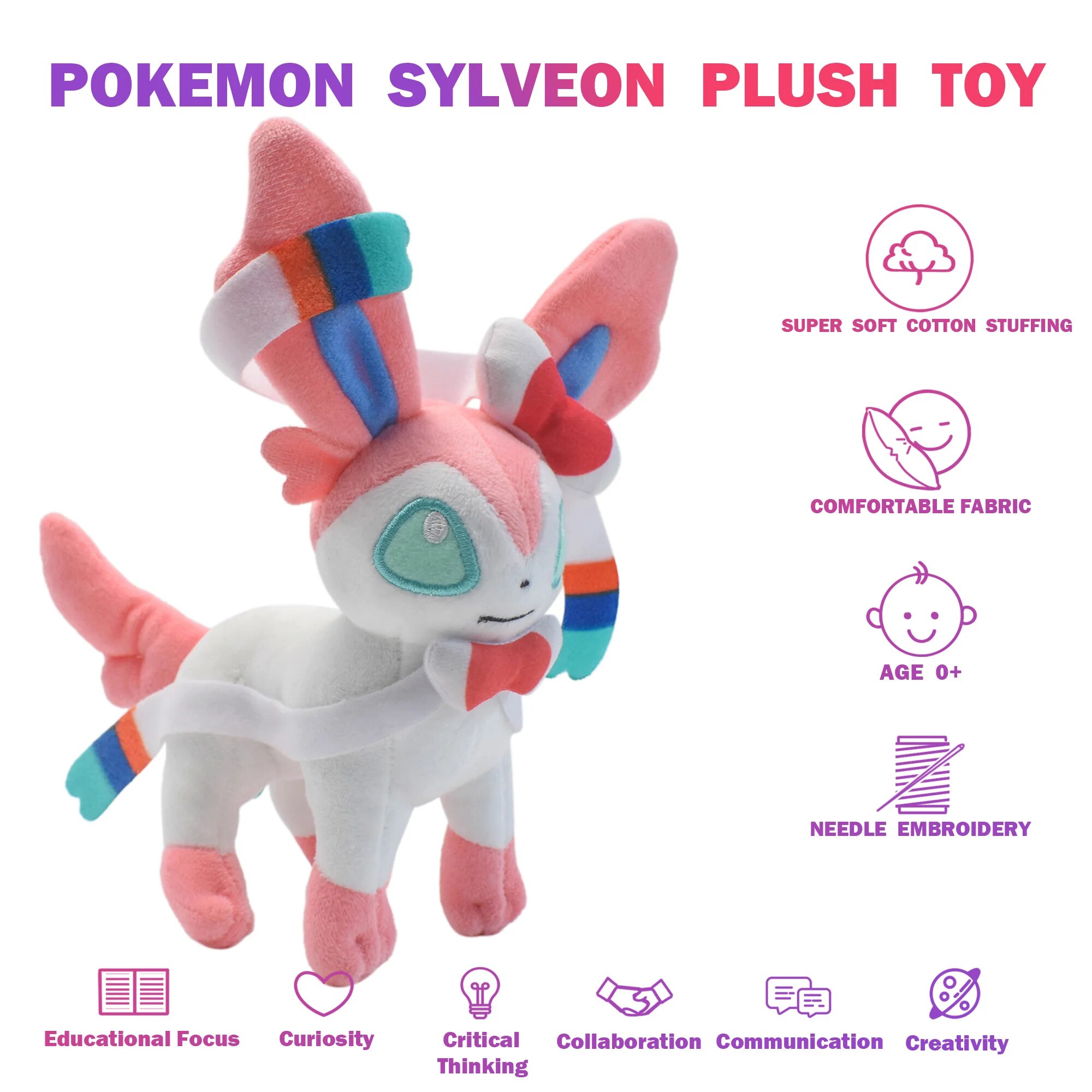 AliExpress Leafeon Vaporeon Glaceon Sylveon Espeon Umbreon Vaporeon Sylveon Plush Toys Game for Collectible Gift,Soft Plushies Stuffed, view 2