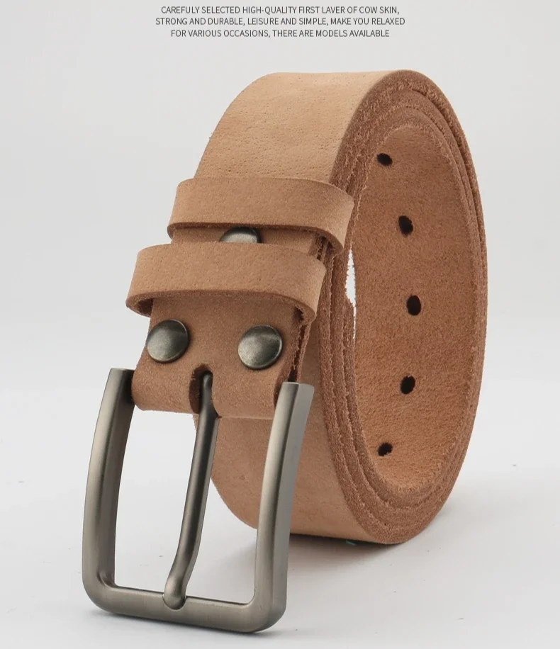 AliExpress Leather Belt for Men Made From Genuine Whole Cowhide, Trimmed Edge Belt, Cowhide in Natural Color, Casual and Retro Style,