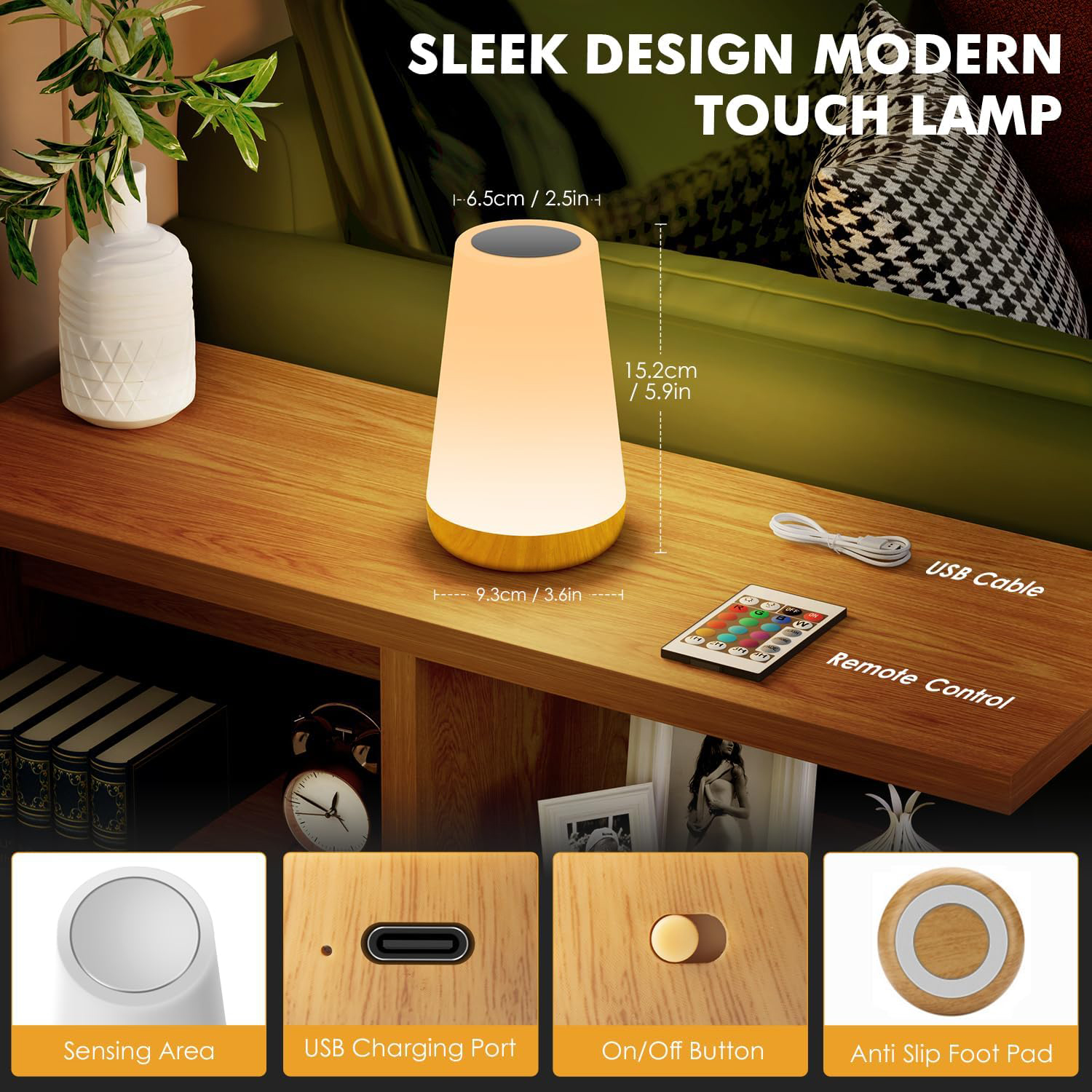 AliExpress LED 13 Color Changing Night Light Remote Control Touch USB Rechargeable RGB Night Lamp Dimmable Lamp Portable Table Bedside Lamp, view 4
