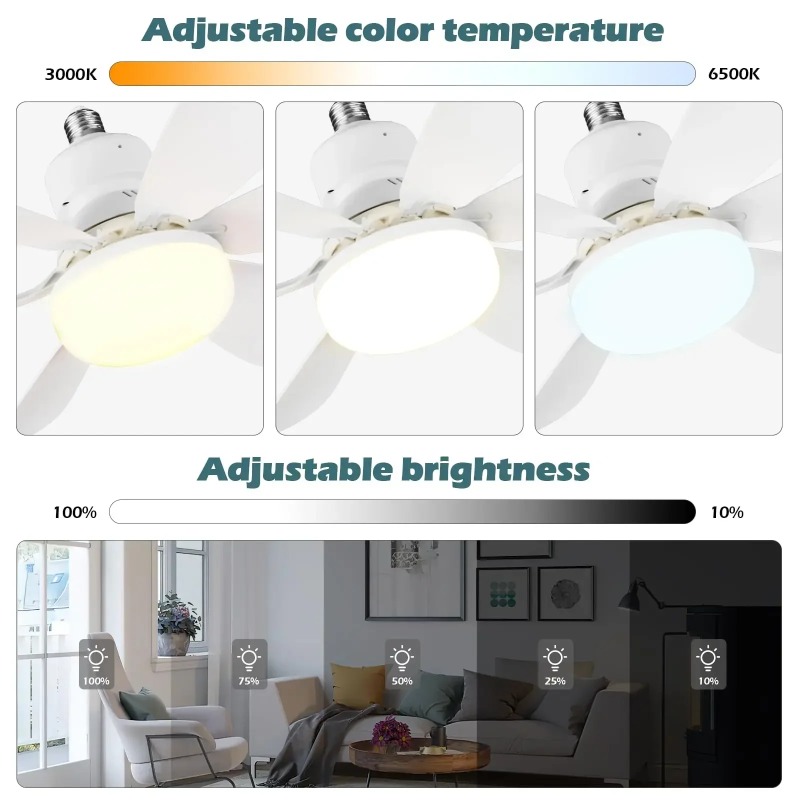 AliExpress LED 30W Ceiling Fan Light E27 with Remote Control for Dimming Suitable for Living Room Study Household Use 85-265V 선풍기, view 3