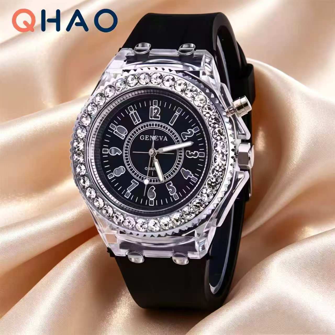 AliExpress LED Light Flash Luminous Watches Women Men Boys Girls Silicone Wrist Watch Fashion Rhinestone Clock Kids Children Relogio Saati