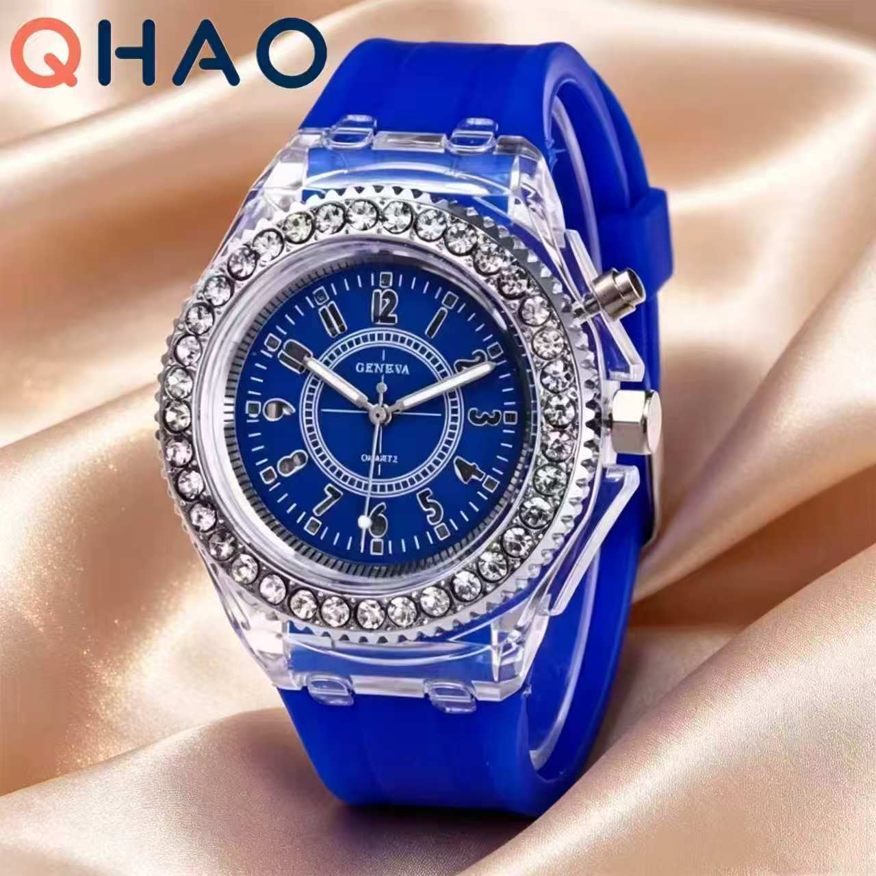 AliExpress LED Light Flash Luminous Watches Women Men Boys Girls Silicone Wrist Watch Fashion Rhinestone Clock Kids Children Relogio Saati, view 2