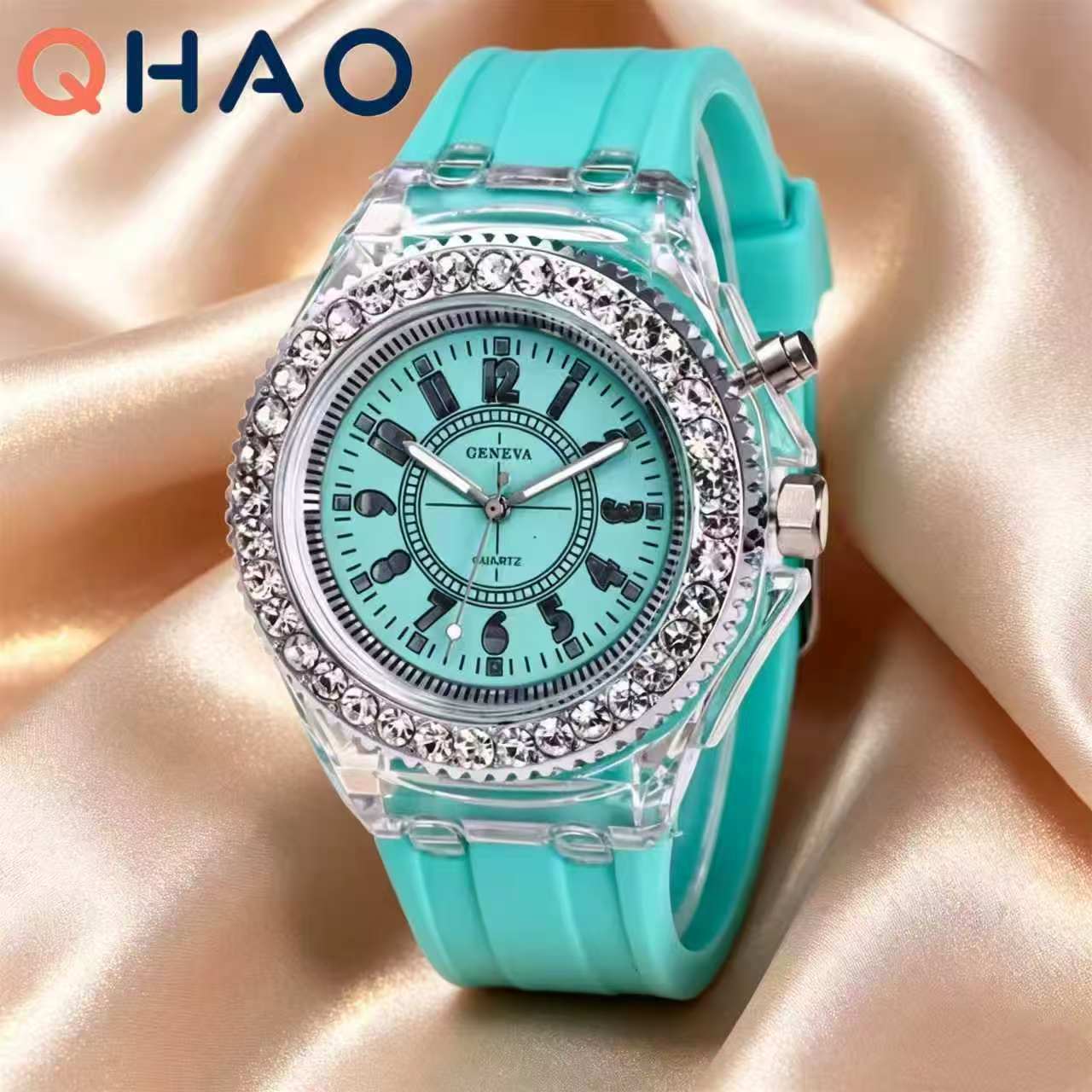 AliExpress LED Light Flash Luminous Watches Women Men Boys Girls Silicone Wrist Watch Fashion Rhinestone Clock Kids Children Relogio Saati, view 3