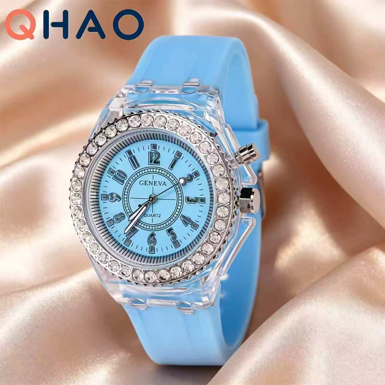 AliExpress LED Light Flash Luminous Watches Women Men Boys Girls Silicone Wrist Watch Fashion Rhinestone Clock Kids Children Relogio Saati, view 5