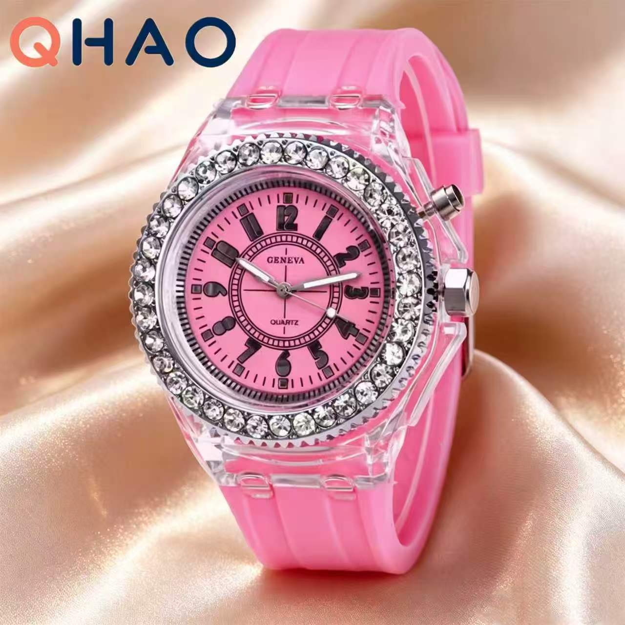 AliExpress LED Light Flash Luminous Watches Women Men Boys Girls Silicone Wrist Watch Fashion Rhinestone Clock Kids Children Relogio Saati, view 6