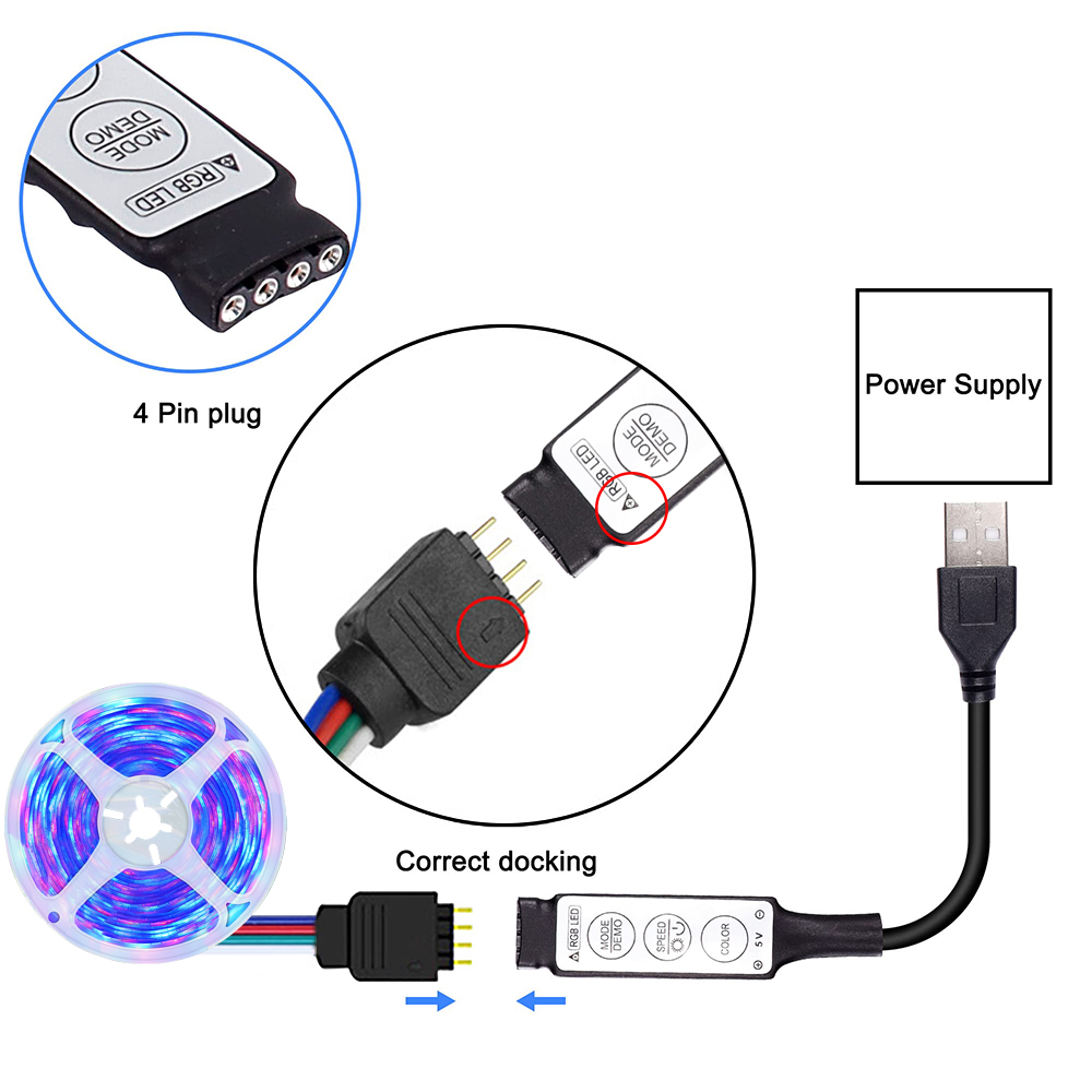 AliExpress USB LED Light Strip with 3-Button Remote, view 4