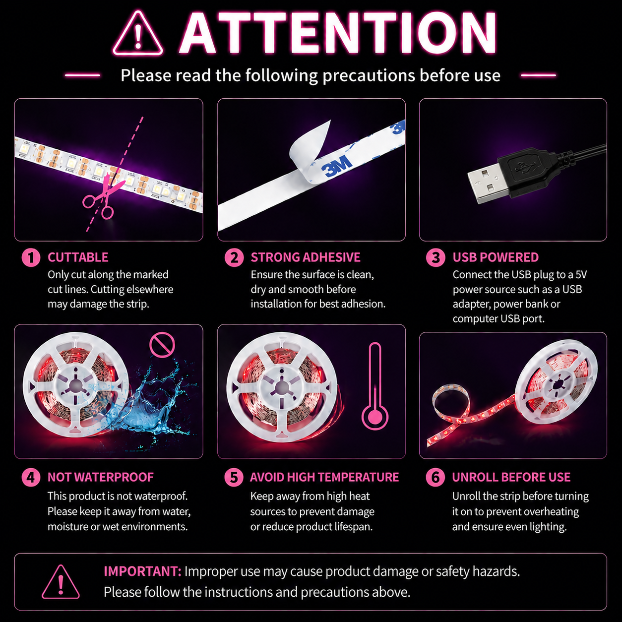 AliExpress USB LED Light Strip with 3-Button Remote, view 6