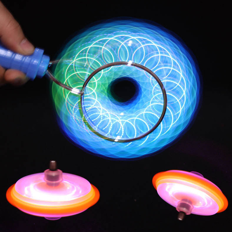 AliExpress Led Magic Magnetic Orbit Spinning Top Toy Creative Hand Cranked Color Luminous Colorful Gyroscope Rotating Handle Child Classic