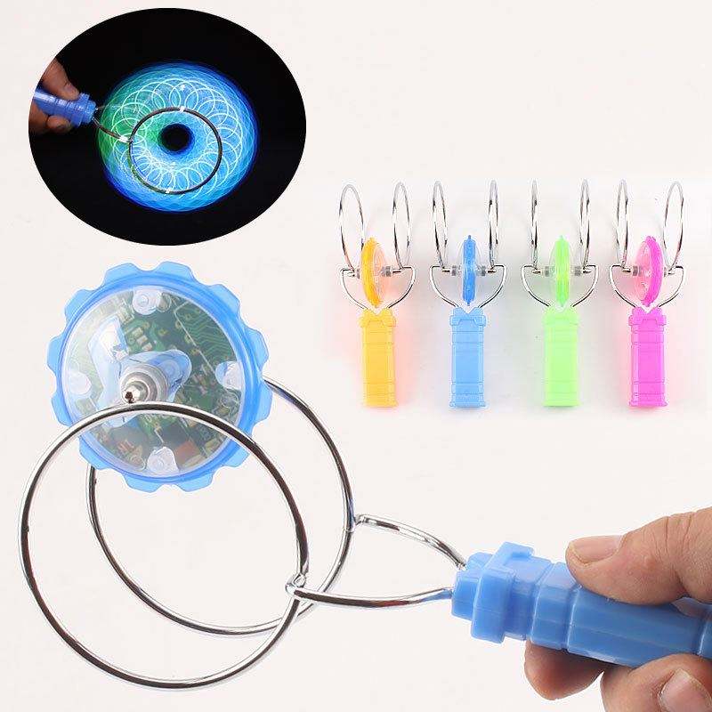AliExpress Led Magic Magnetic Orbit Spinning Top Toy Creative Hand Cranked Color Luminous Colorful Gyroscope Rotating Handle Child Classic, view 2