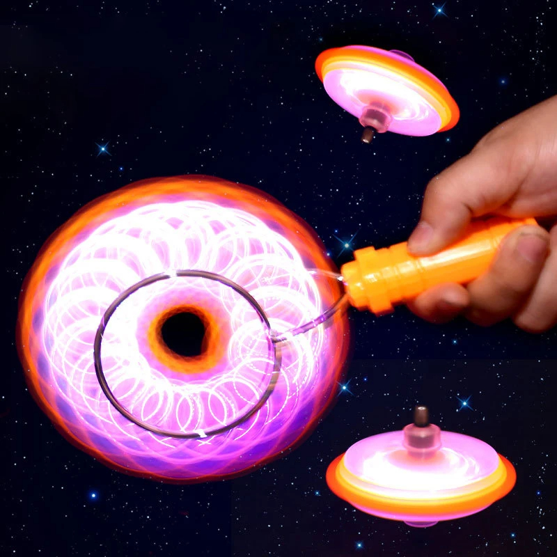 AliExpress Led Magic Magnetic Orbit Spinning Top Toy Creative Hand Cranked Color Luminous Colorful Gyroscope Rotating Handle Child Classic, view 3