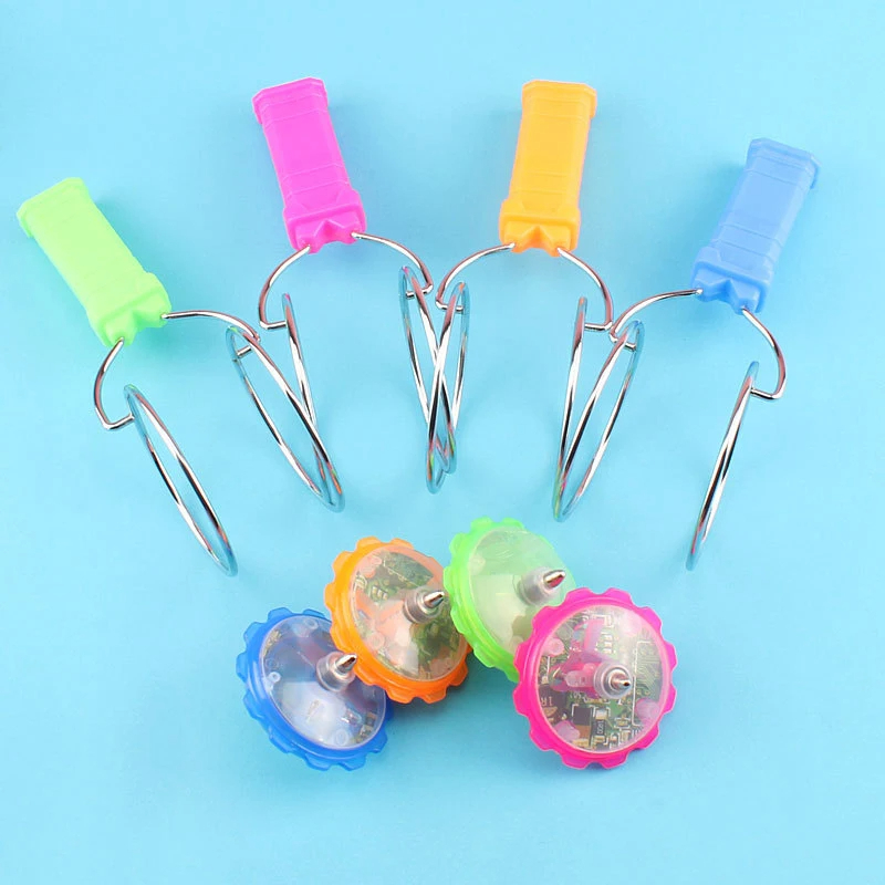AliExpress Led Magic Magnetic Orbit Spinning Top Toy Creative Hand Cranked Color Luminous Colorful Gyroscope Rotating Handle Child Classic, view 5