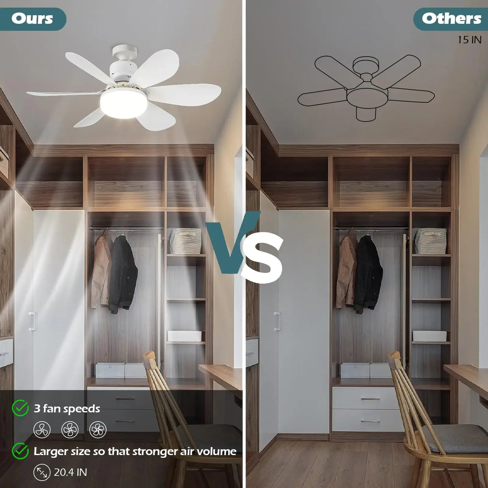 AliExpress LED Light Socket Fan with Remote, view 3