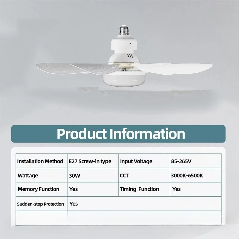 AliExpress LED Light Socket Fan with Remote, view 6