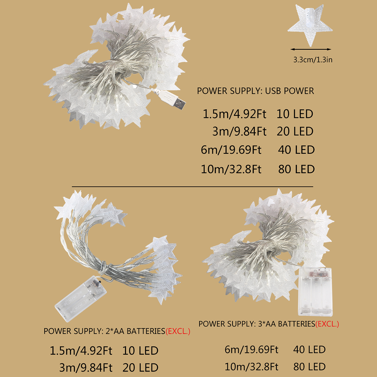 AliExpress LED Star Fairy String Lights for Outdoors, view 2