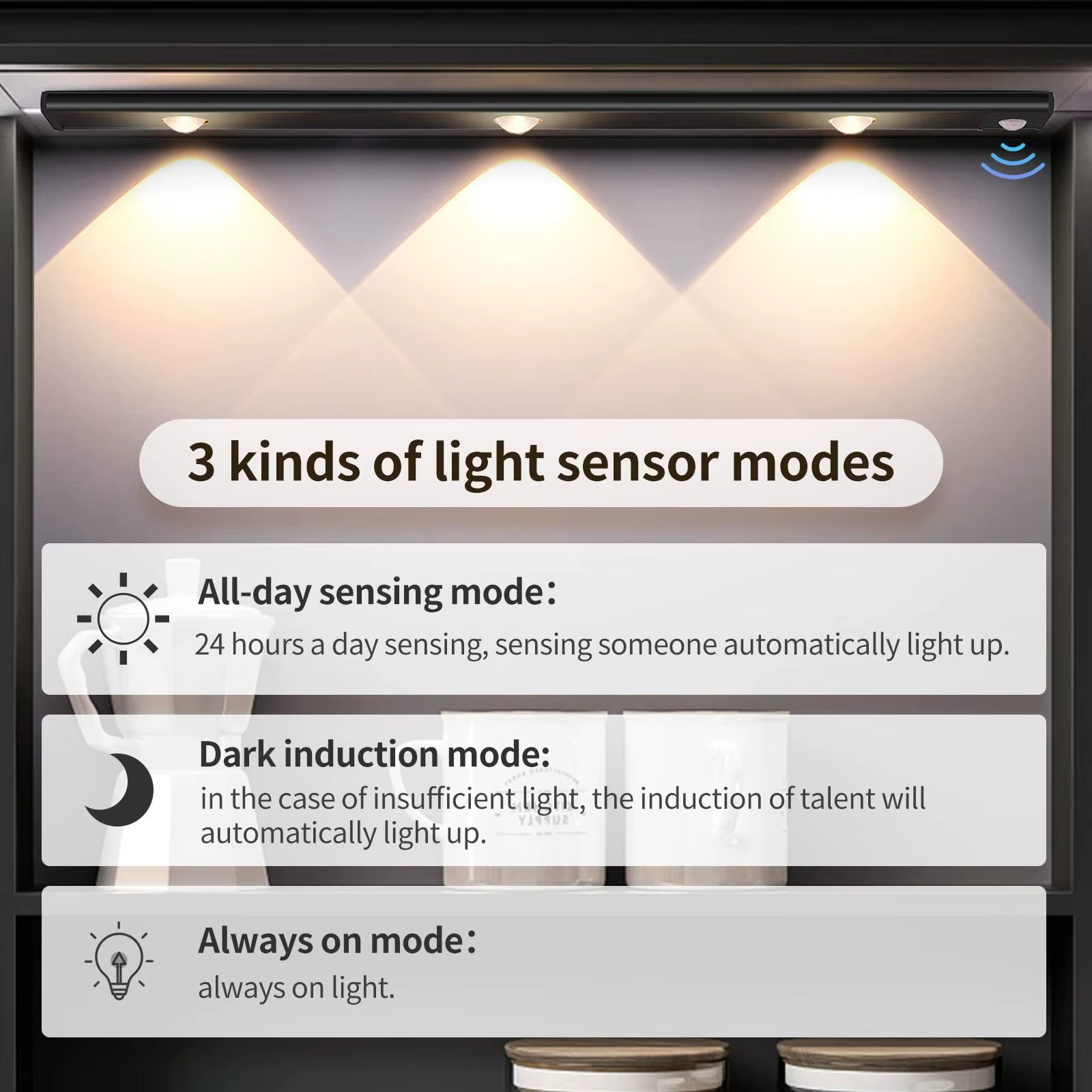 AliExpress Ultra-Thin Dimmable LED Cabinet Light, Motion Sensor, view 3
