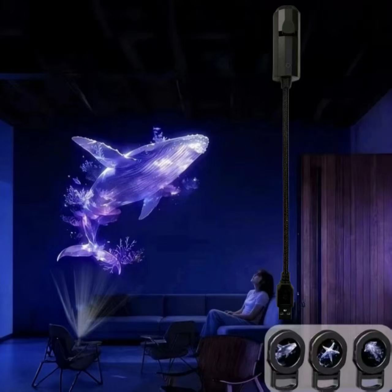 AliExpress LED USB Projector Light 3/6pcs Projection Patterns- Adjustable Whale Butterfly Jellyfish Starfish Night Light Festival Gift