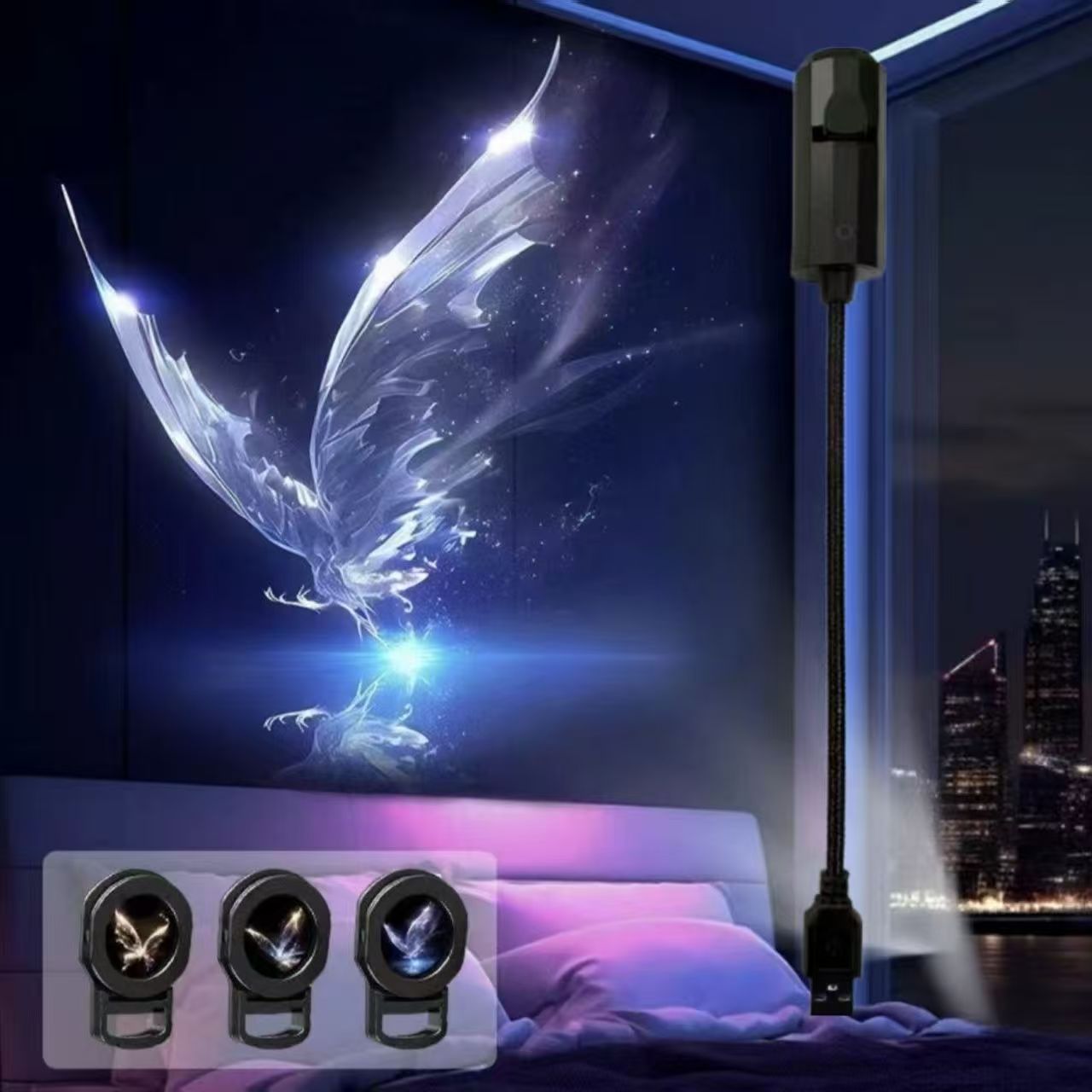 AliExpress LED USB Projector Light 3/6pcs Projection Patterns- Adjustable Whale Butterfly Jellyfish Starfish Night Light Festival Gift, view 2