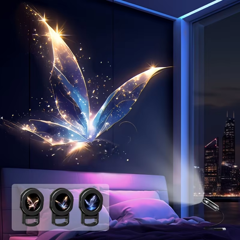 AliExpress LED USB Projector Light 3/6pcs Projection Patterns- Adjustable Whale Butterfly Jellyfish Starfish Night Light Festival Gift, view 5
