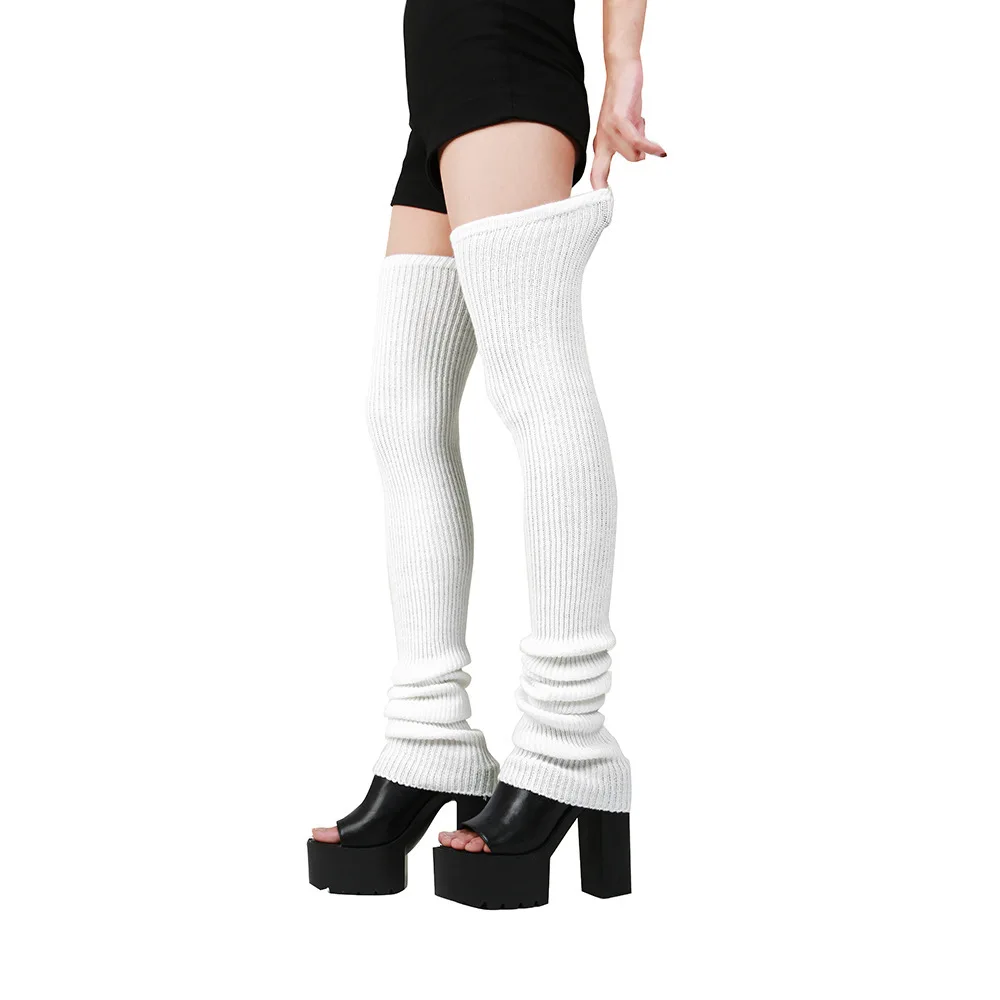 AliExpress Lengthened Mid-high Warm Knee Socks Leggings JK Knitted Leg Warmers Multicolor Lolita Women Over The Knee Home Winter Long Socks, view 4